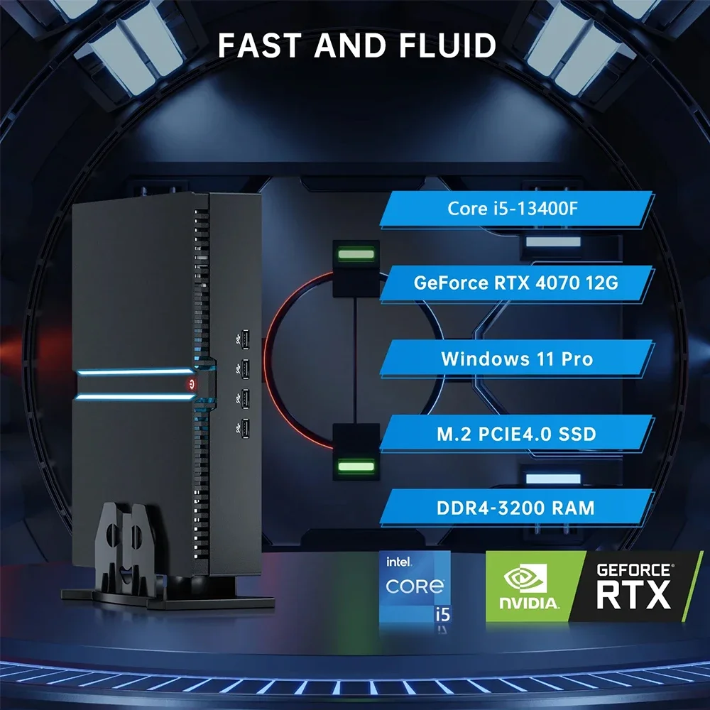 Imagem -06 - Gaming Mini pc Intel Core I513400f Rtx4070 12g Cartão Discreto Ddr5 Computador Desktop do Escritório Nvme4.0 Ssd 8k hd Ax210 Msecore-mv300