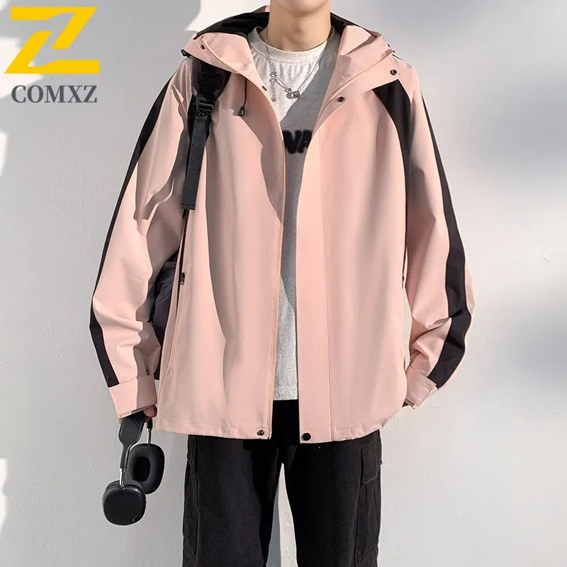 

COMXZ Мужская куртка премиум-класса с капюшоном Удобные куртки для альпинизма на открытом воздухе Уличная легкая осенняя ветровка