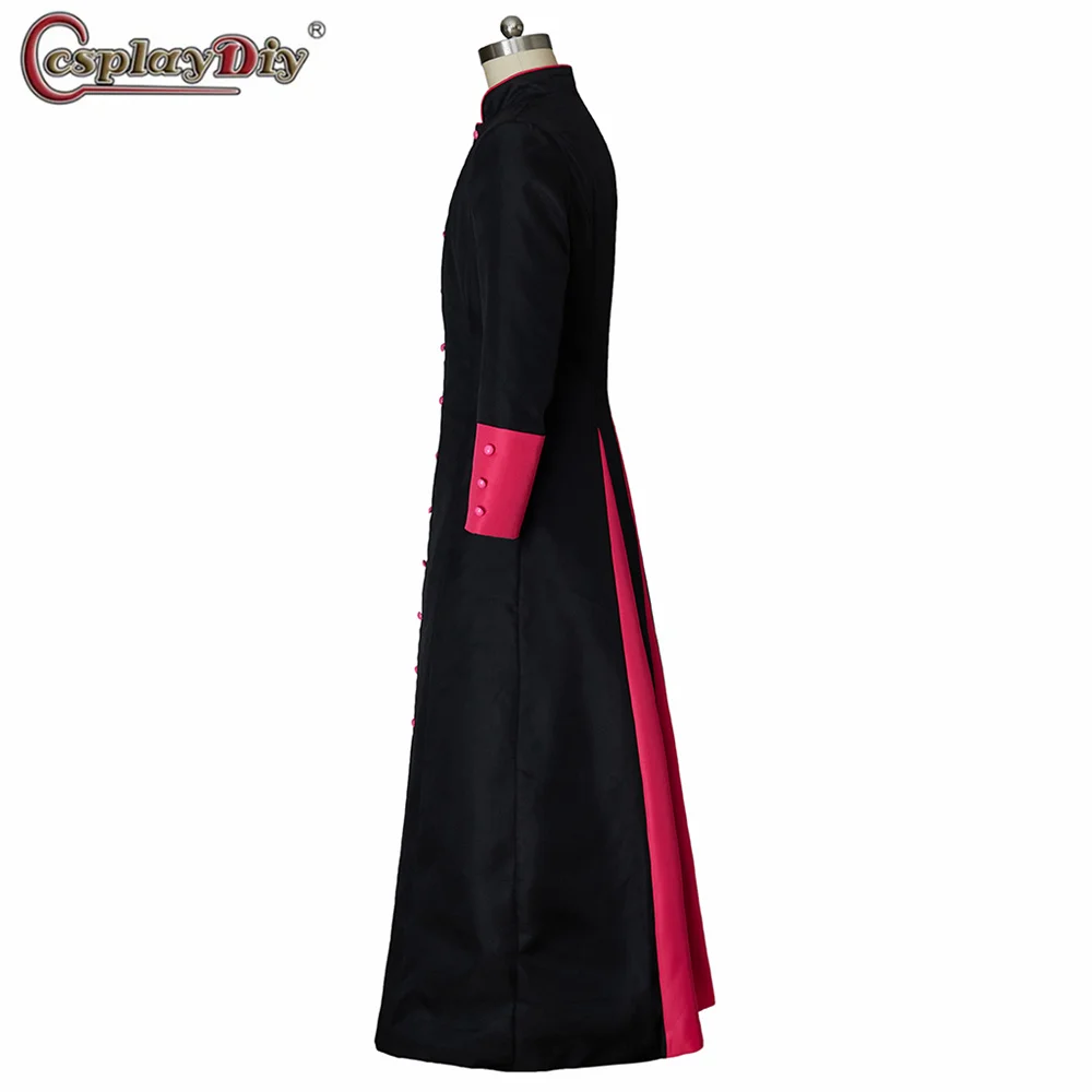 Herren Mittelalterliche Soutane Robe Liturgische Gewänder Cosplay Halloween Schwarze Gothic Robe Jacke