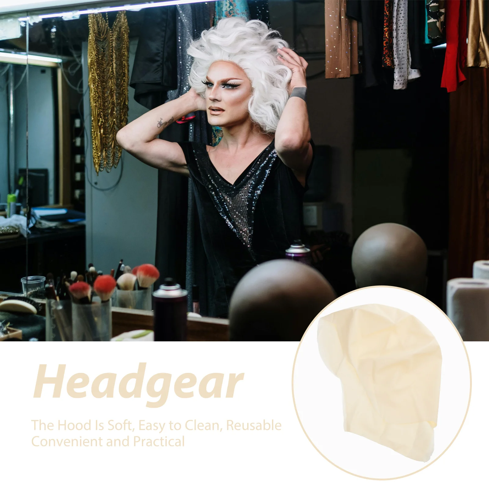 قبعة رأس أصلع من اللاتكس ناعمة قابلة للتمدد مناسبة للبالغين والرجال والنساء أزياء تنكرية لحفلات الهالوين