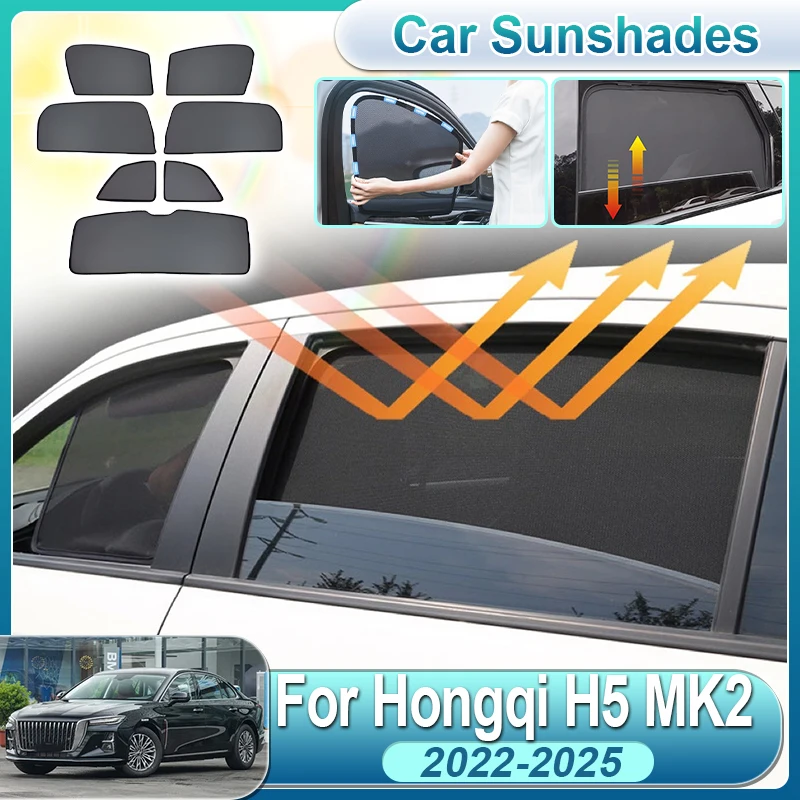 

Для Hongqi H5 2022 2023 2024 2025 MK2 Ousado: Солнцезащитные сетчатые шторки от УФ-излучения для лобового и заднего стекол, аксессуары для авто