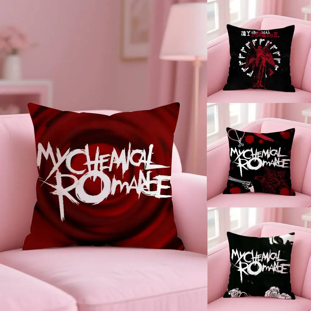 

Hot Rock My Chemical Romance Band Pillow Case Anti-dustmite Pillowcase Invisible zipper silky short plush Sofa cushion cover