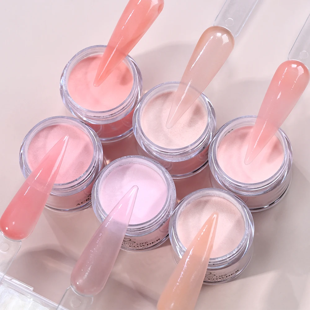 

6pcs/set Clear Pink 3in1 Acrylic Powder Manicure Dust Professional Nude Pink Natural Acrylic Nail Powder Traditional Nail Salons