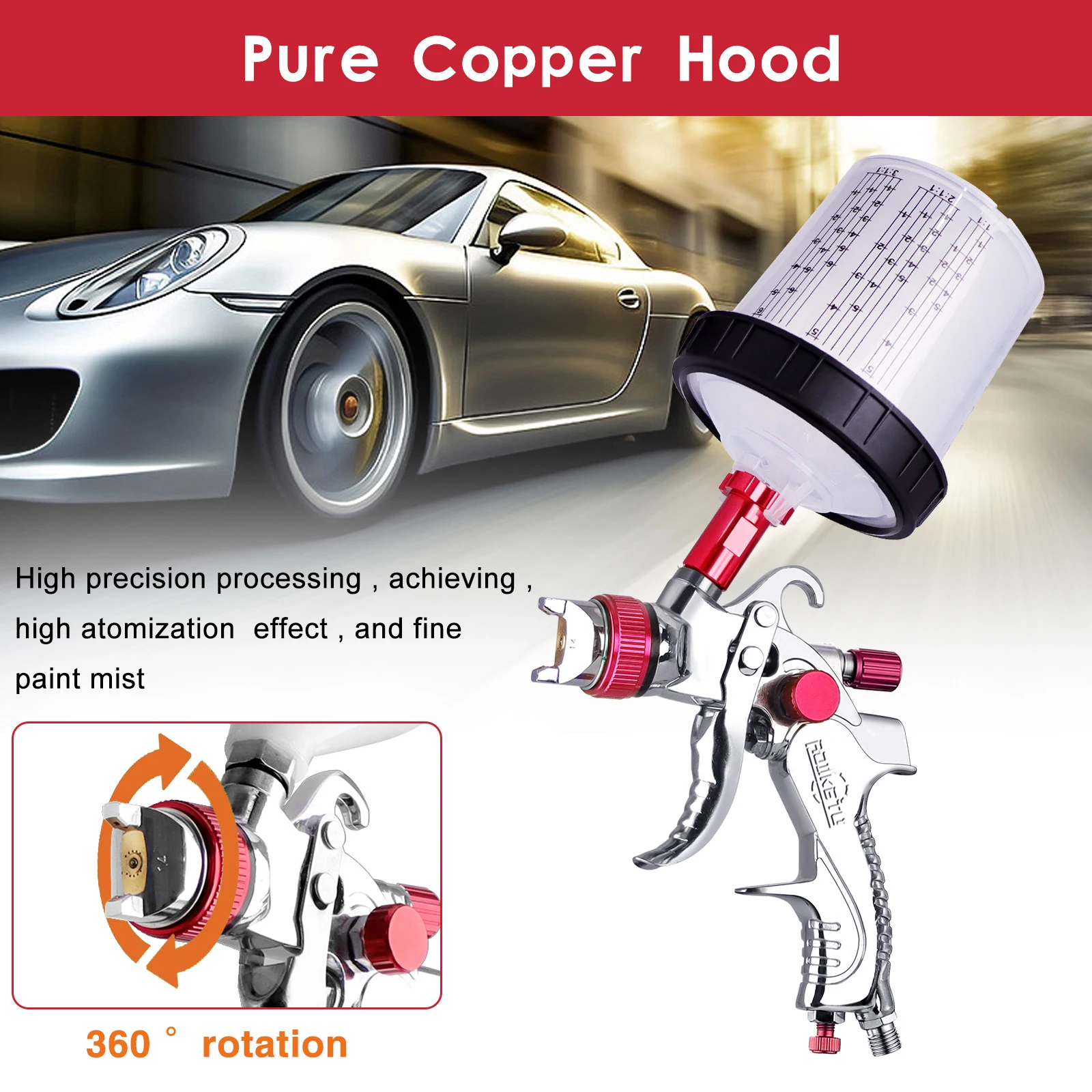 Universal 1.4mm/1.7mm/2.0mm Home Nozzle Cordless Paint Sprayer Interior House Painting Car DIY Aluminum Alloy Paint Sprayer Gun
