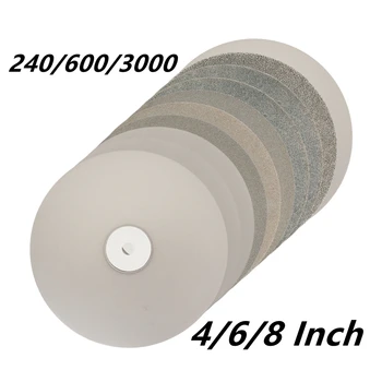 3Pcs 4 ''/6''/8''150mm יהלומים מצופה טחינת גלגל דיסק 240/600/3000 חצץ חיק שטוח ליטוש גלגל לטחון עבור תכשיטי זכוכית רוק