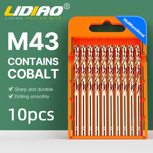 LIDIAO 5/10szt M43 Zestaw wierteł kobaltowych HSS Wiertło kręte 0,5 mm do 13 mm Wiertło kobaltowe Narzędzie do wiercenia w metalu ze stali nierdzewnej