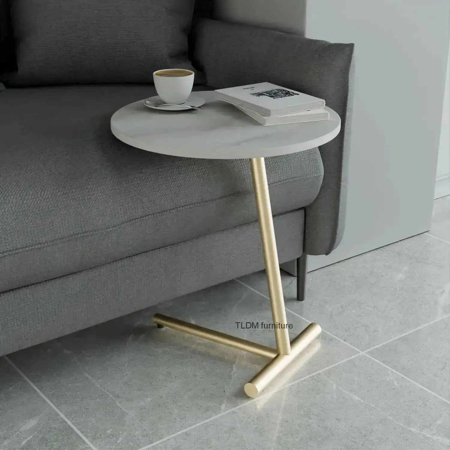 Art Plate Simple Coffee Creative Living Iron Room Small Tea Furniture Table Household Bedroom Rock Sofa Round Table Side Cabinet