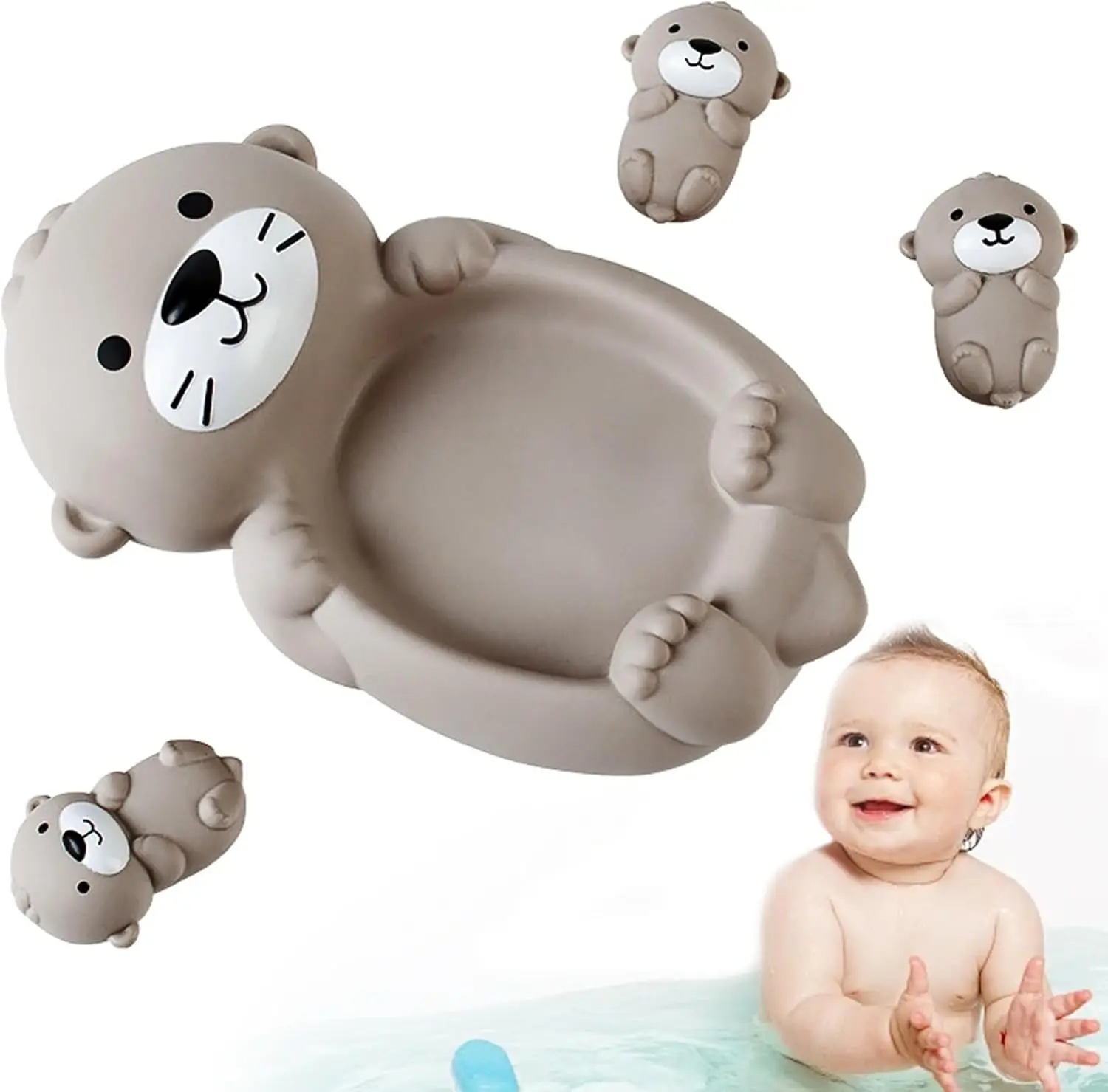 Lontra Famiglia 4Pc Set di giocattoli da bagno in silicone per bambini Giocattolo da vasca per il bagnetto del bambino Giocattoli da bagno Genitore-figlio Lontra sigillato Giocattolo d'acqua galleggiante