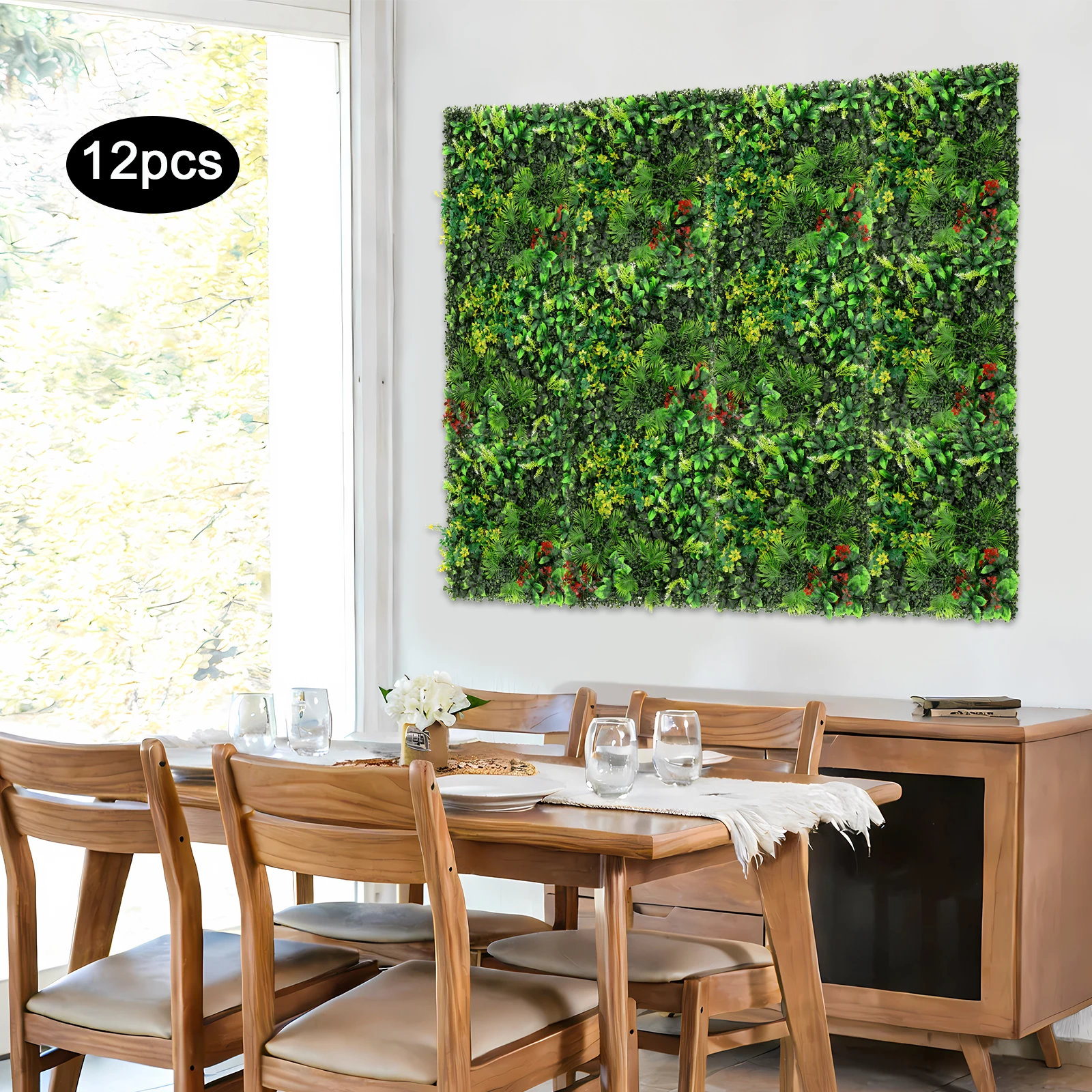 12Pcs Grass Wall Panels, Greenery Backdrop Wall Panels, Artificial Grass Panels ,50x50 Artificial Plants – Mixed Greenery And Grass