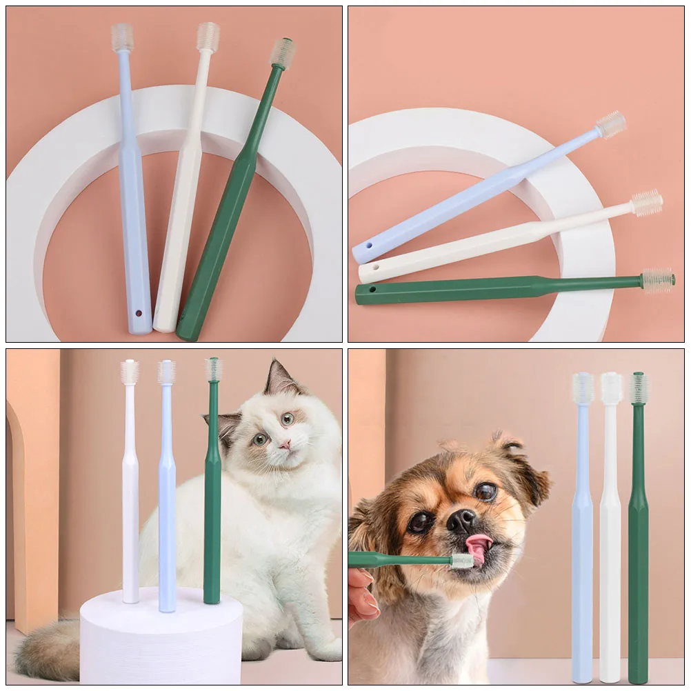 

4 Pcs Pets Toothbrush Toothbrushes Plastic for Kitten Dual Sided Cat Dog Tpe Practical Oral