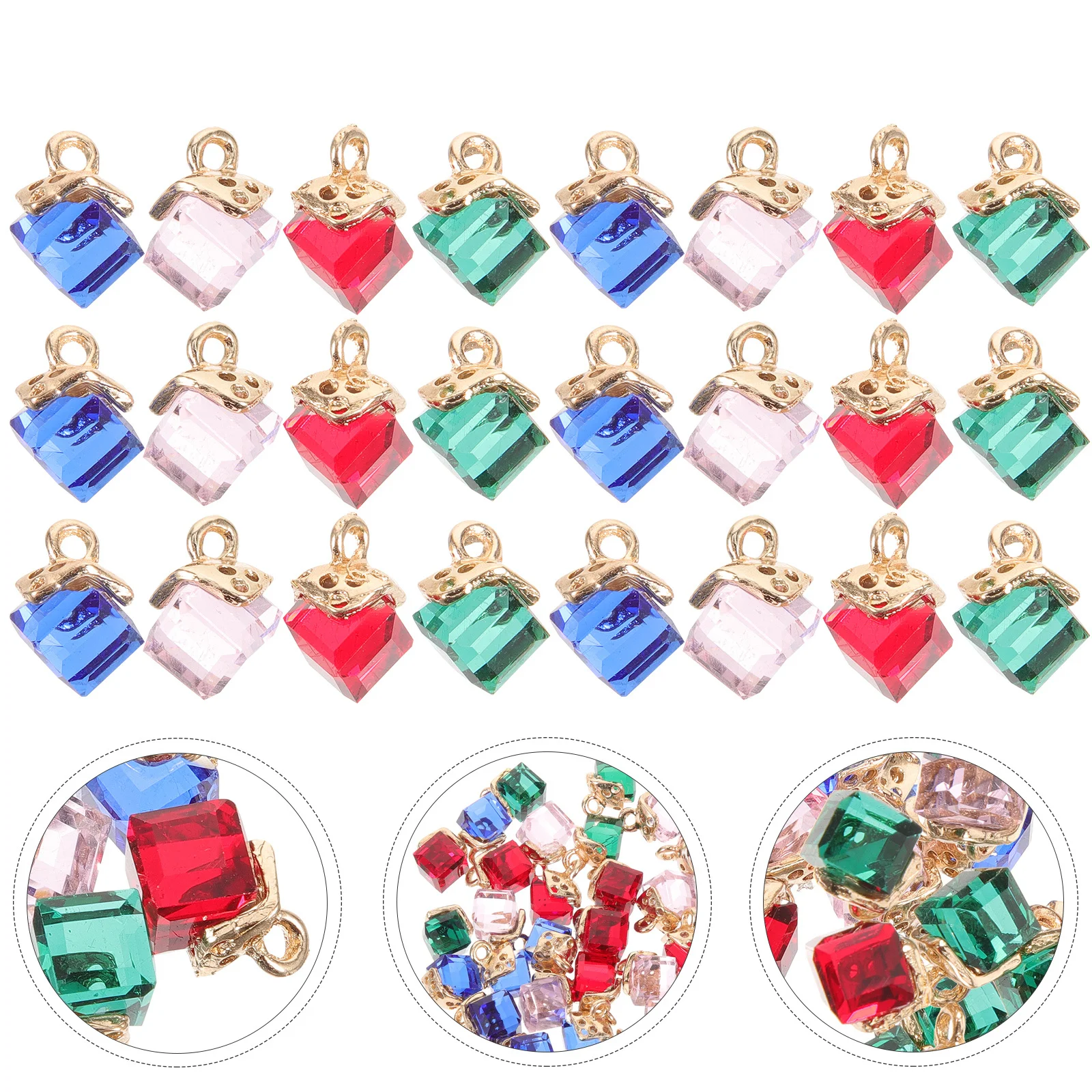 

40Pcs Crystal Pendant Charms DIY Jewelry Making Supplies for Necklace Bracelet Earrings Cubic Decorative Charms