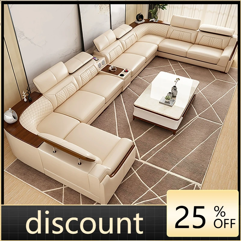 

LH leather sofa first layer cowhide modern simple self-built house home
