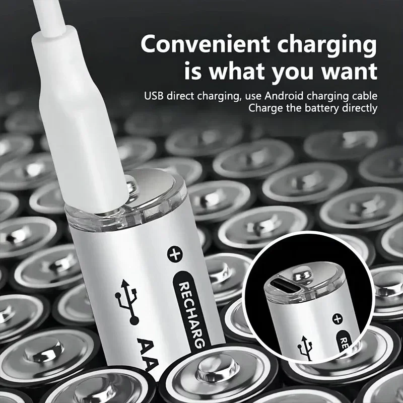 PURFIELD 1,5 V AA 2500mWh USB No 5 batería recargable de iones de litio para Control remoto ratón pequeño ventilador baterías de juguete eléctrico + Cable