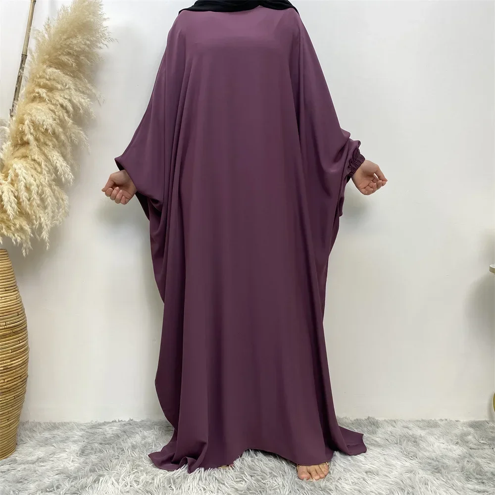 Dubai Simple Turkey Islam Muslim Kaftan Dress for Women New Ramadan Eid Butterfly Batwing Abaya for Women Kaftan Femme Musulman