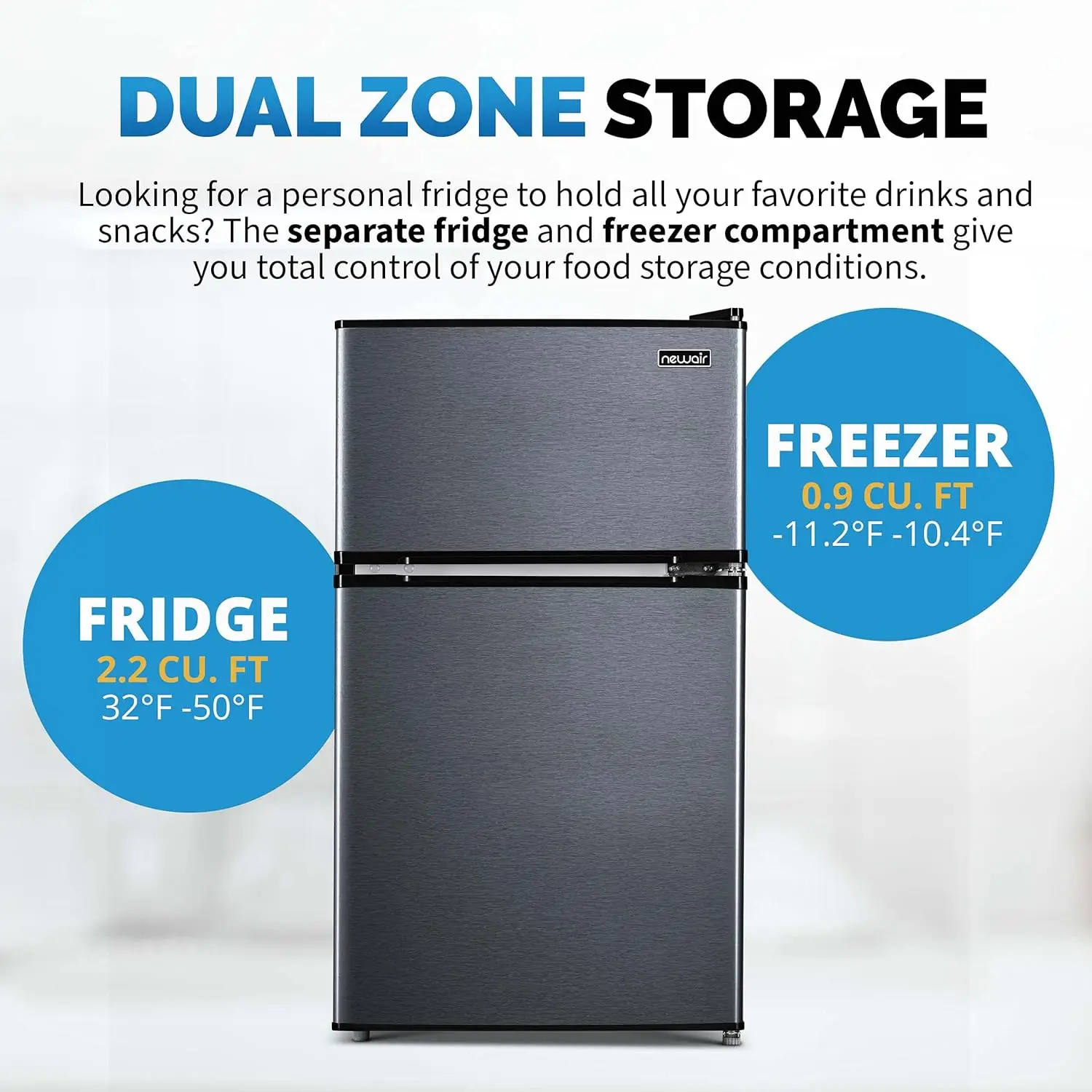 New 3.1 Cu. Ft. Compact Mini Refrigerator with Freezer in Gray, Can Dispenser and Energy Star, Perfect for Dorm Rooms, Bedrooms