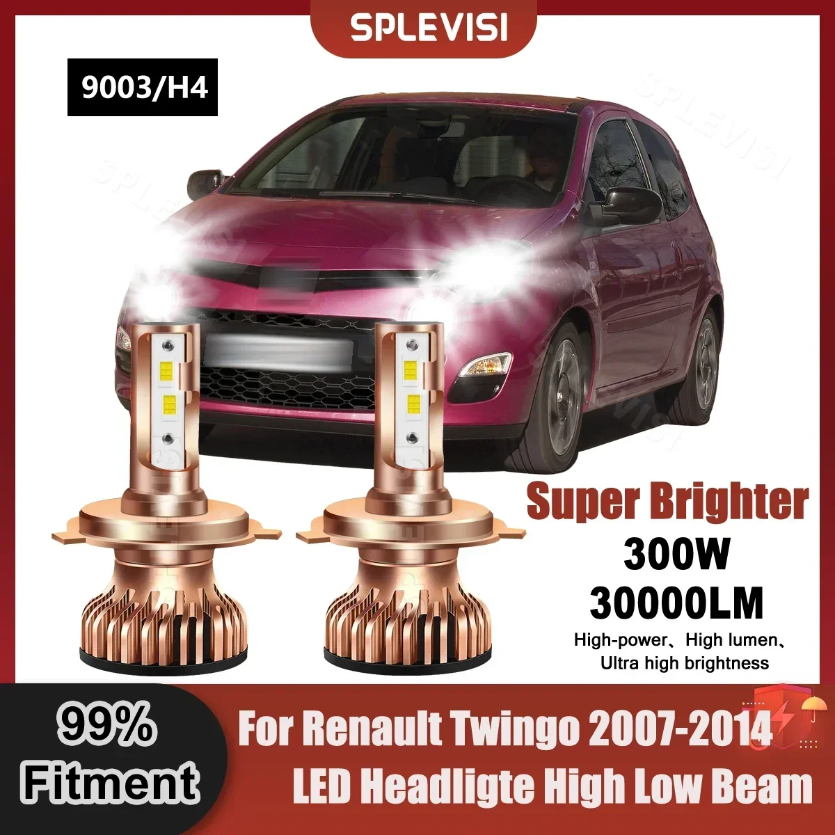 

All-In-One 2x 9003/H4 LED Headlight High Low Beam Bulbs 9V-24V For Renault Twingo 2007 2008 2009 2010 2011 2012 2013 2014 2015