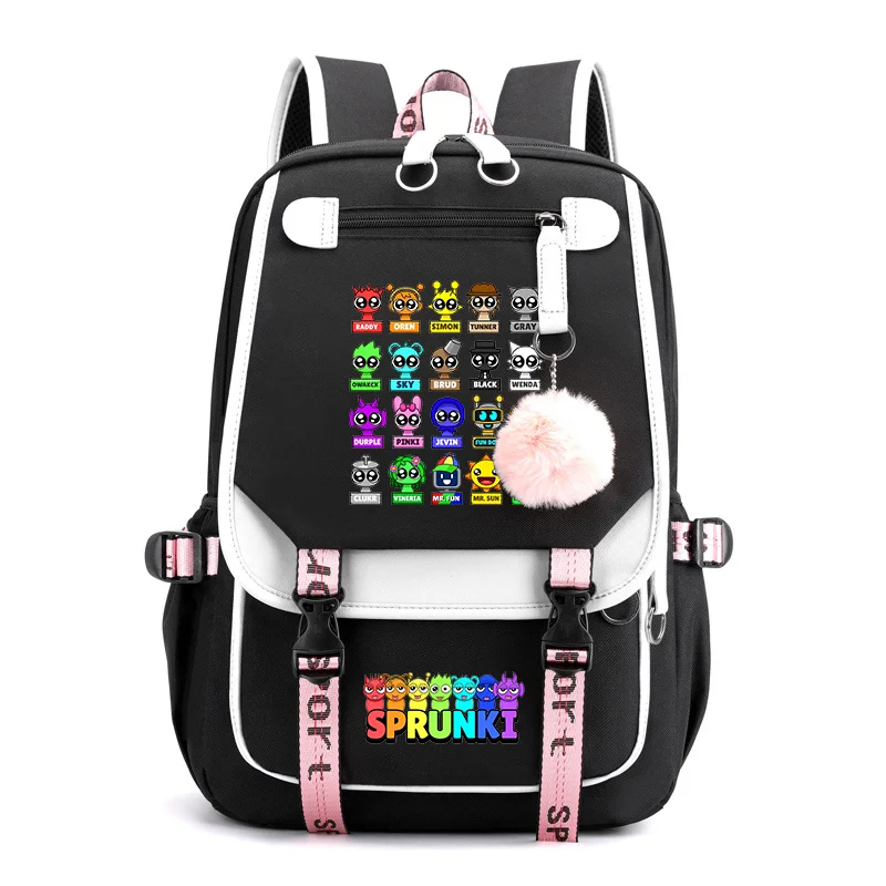 

Hot sprunki printed backpack teen outdoor street USB zipper shoulder bag sprunki backpacks
