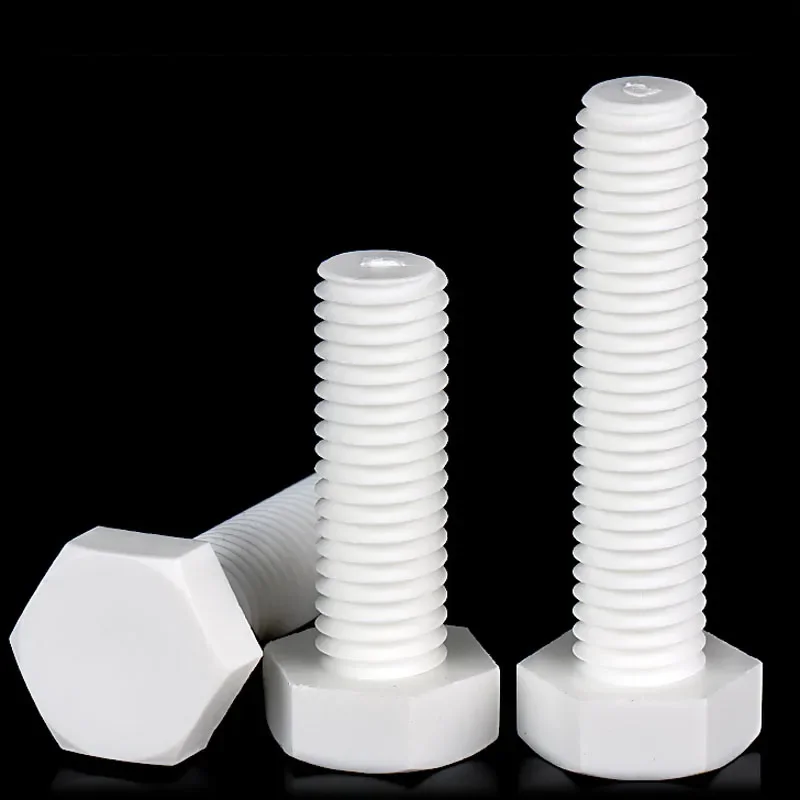 Hongtu PP(Polypropylene) Hex Head Screws - M8/M10/M12/M14/M16/M20, Insulated Plastic Hex Bolts for Heat & Electricity Insulation