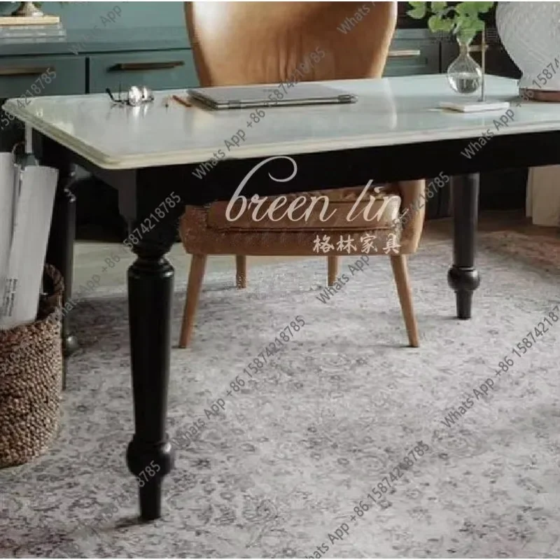 

Jj French Simple Solid Wood Desk/neoclassical Multi-function Table/marble Surface Writing Desk Household/rectangular Table X