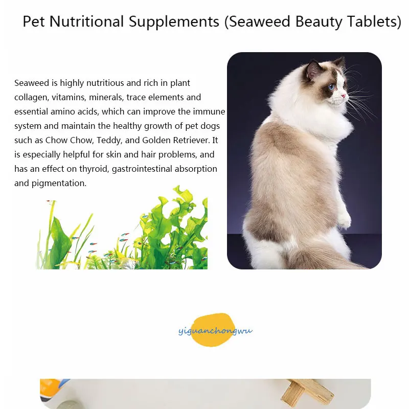 Pet Health Products Dog Calcium Tablets Cat Vitamins Seaweed Beauty Hair Tablets Conditioning Gastrointestinal Bright Hair 100 T