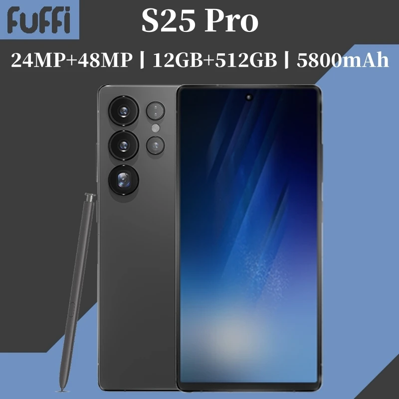 Global Vision S25 Pro Smartphone Android 12 8GB RAM 512GB ROM 6.8 Inch Phone 1920x1080HD 24MP+48MP 4G 5G Network Mobile Phones
