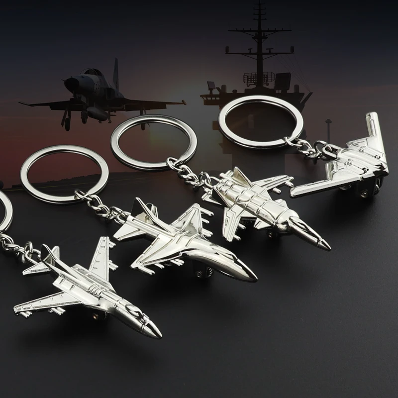 Xun Xin Airline Mini Metal 3D Bomber Keychain For Travel Souvenir Gift Silver AirPlane Model Key Chain