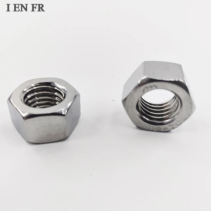 2/5/10/25/50Pcs M2 M3 M4 M5 M6 M8 M10 M12 M16 M18 M20 M24 M27 M30 304 A2-70 Stainless Steel Hex Hexagon Nut DIN934 Nuts