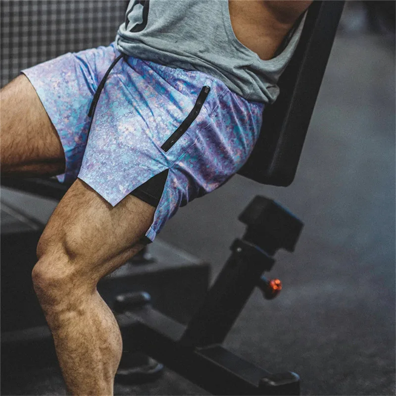 Men\'s Sport Shorts Summer New Loose Men\'s Casual Beach Sports Shorts Printed Double-layer Sport pants Plus Size Branded Shorts