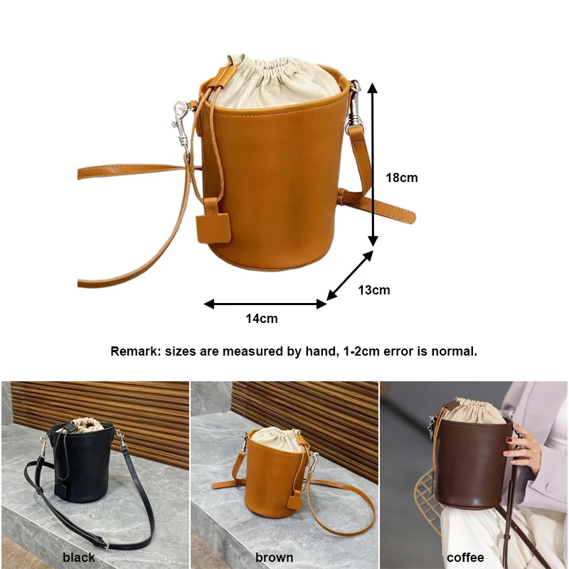 2024 Summer New Fashion Cylinder Bag for Women Split Leather Mini Underarm Shoulder Bag Lady Small Cross-body Messenger Handbag