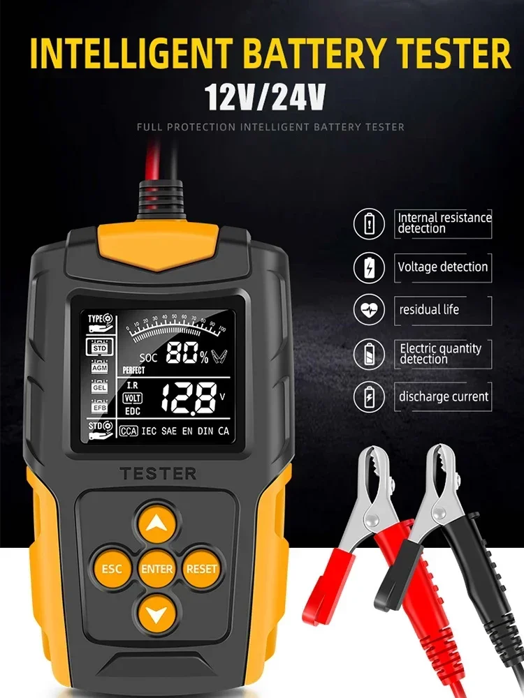 

Full New 12V/24VCar Battery Tester LCD Battery Analyzer Test Tool Digital Display Parameter Analyzer Tester To Measure Car Truck