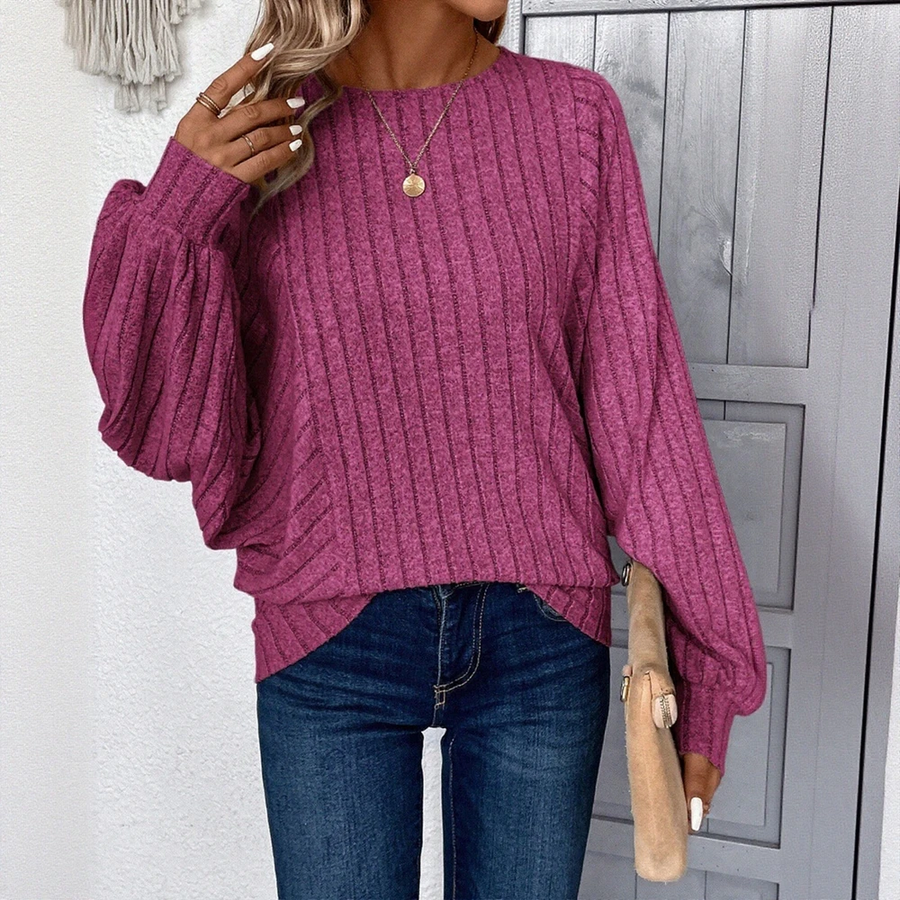 

Women's Long Sleeve round Neck Sweater Solid Color Autumn Winter Daily Wear Simple Decent Style