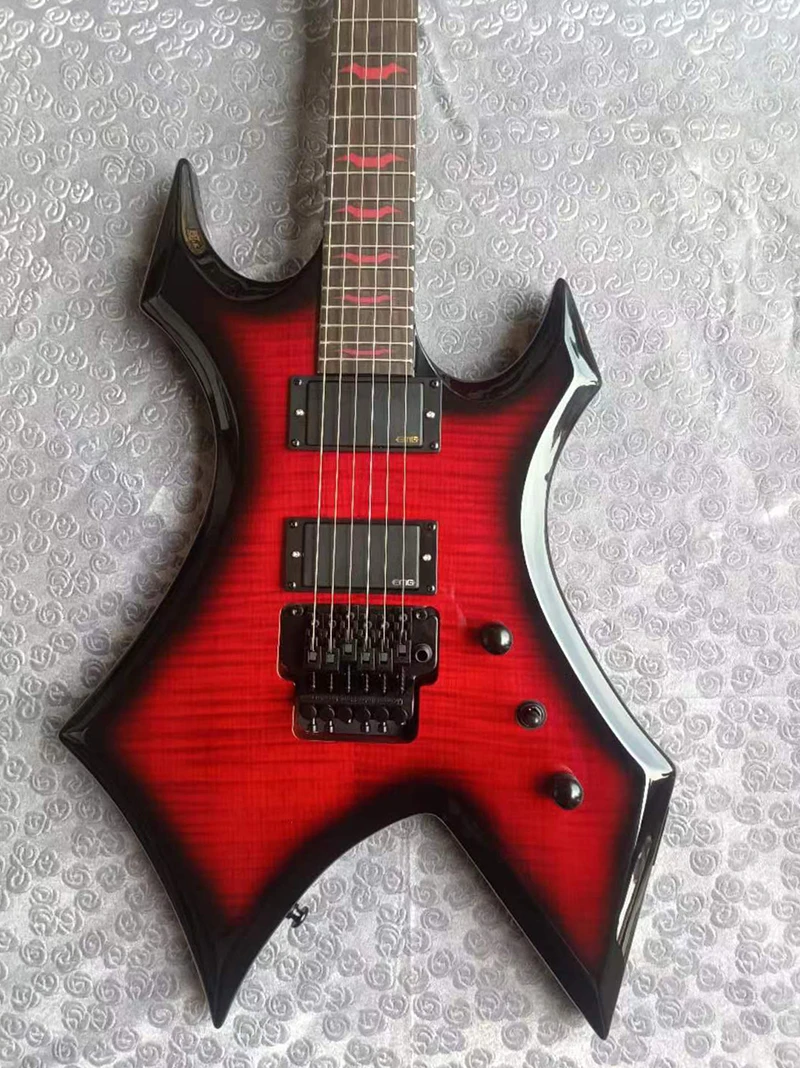 In stock B.O.C.RICH RED Flame Maple Top shaped electric guitar, active pickup, need more pictures Contact seller, fast shipping,