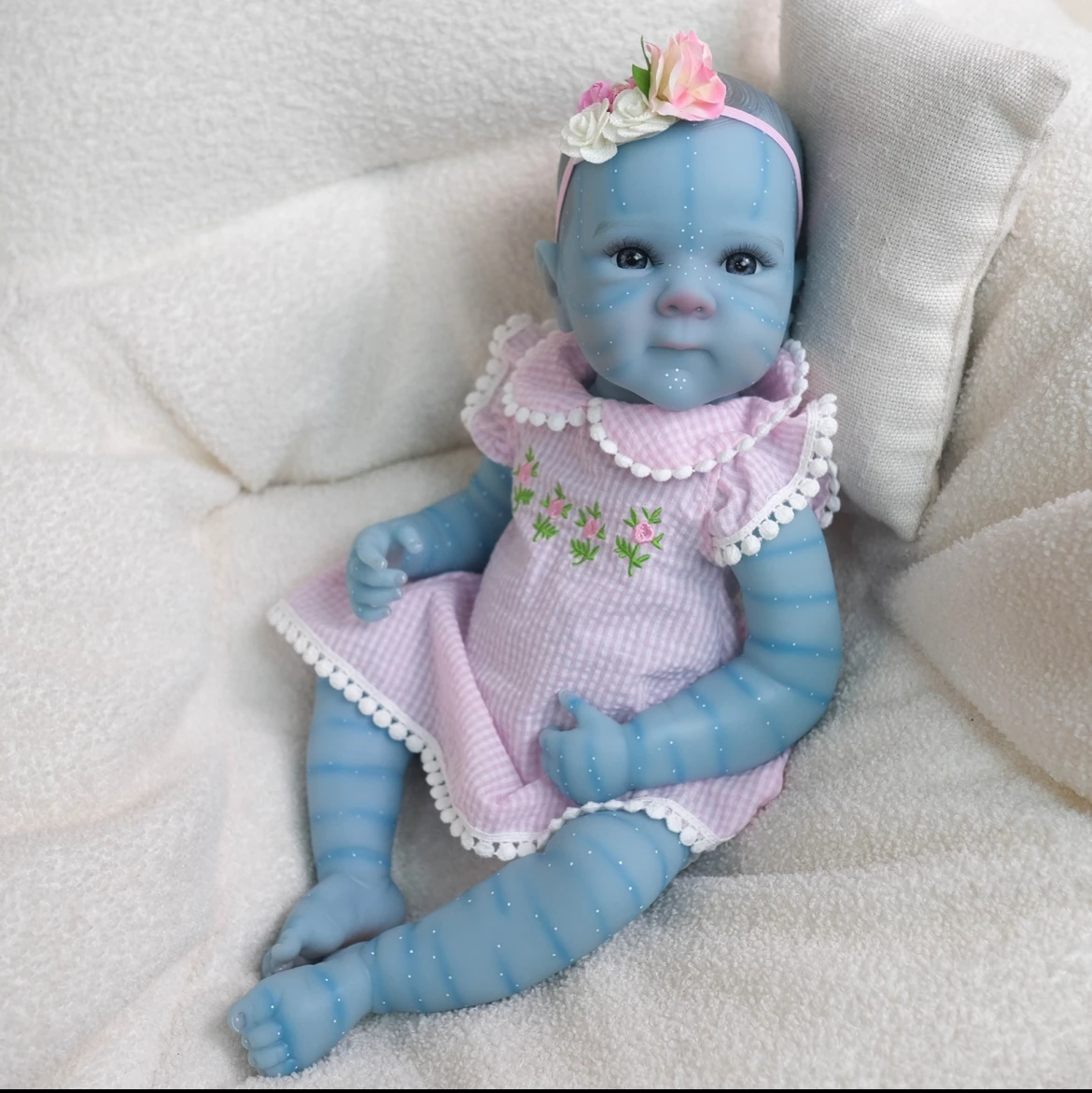 Bettie: bambola rinata realistica da 18 pollici con pelle magica di avatar, corona di fiori e tutina rosa - regalo di Natale