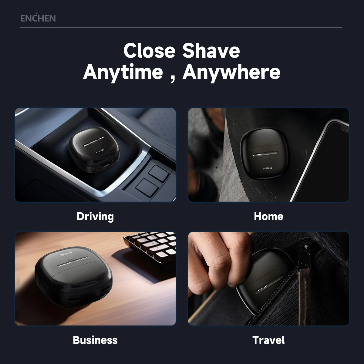 ENCHEN Beard Trimmer Electric Shaver IPX7 Razor Slide To Start Pocket Razor Rotary Magnetic Head Beard Trimmer for Men Mini 6S