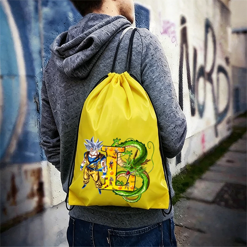 

Cartoon Big Size Dragon Ball Goku Drawstring Bag for Adult Men Anime Sports Backpack Bundle Pocket Terylene Basketball Bags Gift