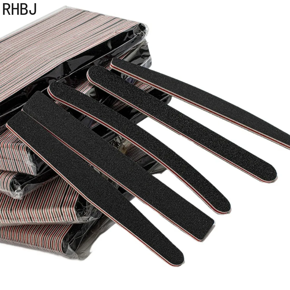 50Pcs/Lot black Sandpaper Nail File 100/180 Double Sided Buffer Block Polisher Pedicure Manicure Nail Art Files Nails Accesorios