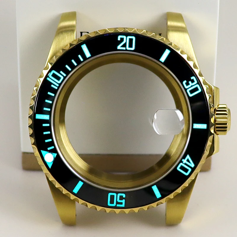 

Gold PVD 40mm Dive Watch Case Full Text C3 Luminous Bezel For SUB Seiko NH34 NH35 NH36 NH38 Miyota8215 ETA2824 Movement Sapphire