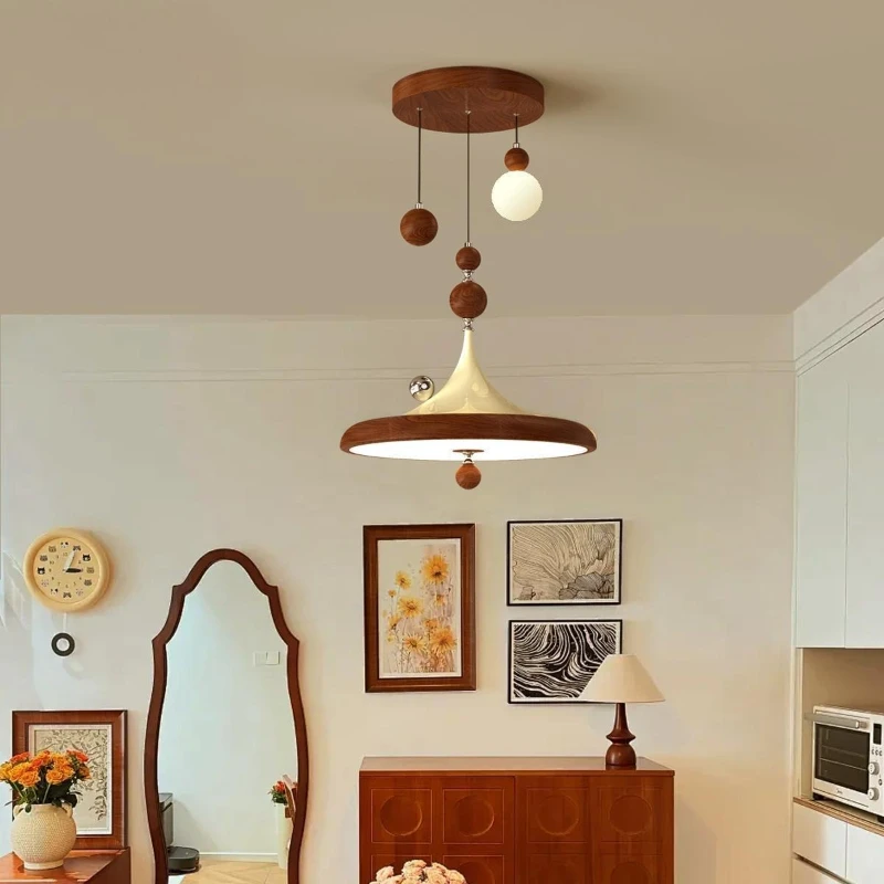 Retro Forged Iron Rotundity Pendant Lamp Atmoshere Restaurant Bedroom Kitchen Entrance Hallway Eye Protection LED Light Fixtures