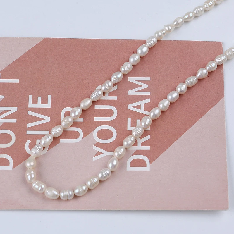 Threaded Baroque 5-6Mm Freshwater Pearl Natural White Long Necklace