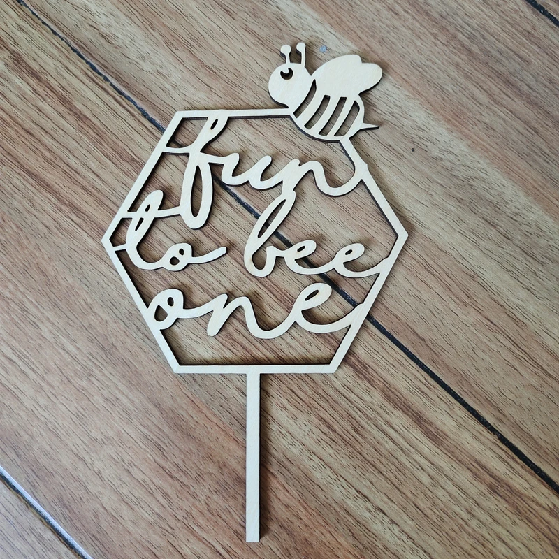 

One Cake Topper,fun to bee one,Baby's first birthday, one year cake Topper，Bee themed birthday party cake decoration