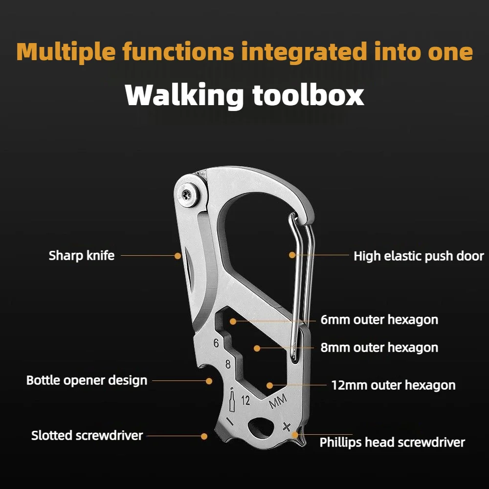 Stainless Steel Multifunctional Keychain Bottle Opener Express Unpacking Knife Screwdriver Foldable and Portable Hand Tools