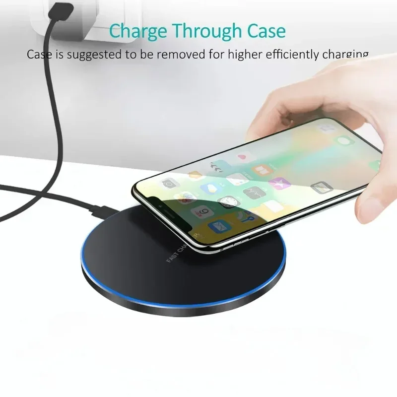 شاحن هاتف لاسلكي عالي الجودة رفيع للغاية بقدرة 15 وات، متوافق مع شحن لاسلكي للهاتف المكتبي Apple وHuawei 10W #1