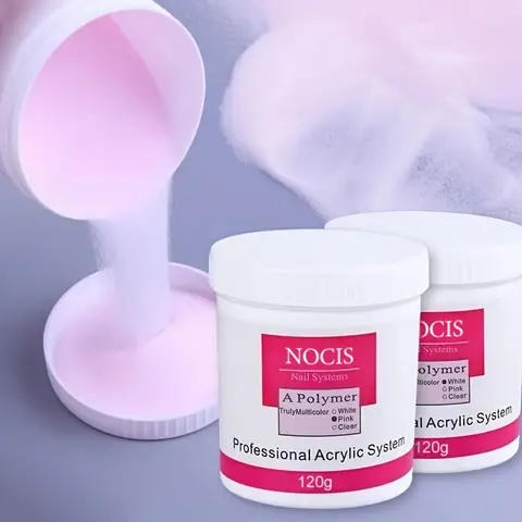 NOCIS 120G Acrylic Nail Powder - 120G in White/Pinkish/Clear for Durable Extensions And Carving, Easy-to-Use Set