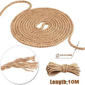 Natural Juta Hemp Rope, Strong String Artesanato Twine, DIY e Artes Artesanato Embalagem, Floristry Acondicionamento, 10 Metros, 6mm, 8mm, 10mm, 12mm 10 principais vendas absorvente cânhamo - №10