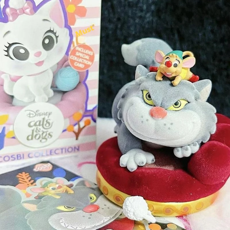 1pcs/8pcs Disney Cat Party Cosbi Blind Box Anime Figure Marie Cat Lucifer Fluffy Collection Model Decor Toy Gift Birthday Gifts