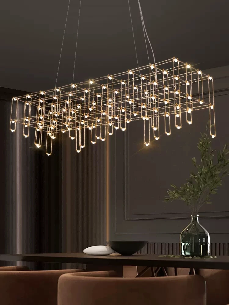 Postmodern Dining Room Led Chandelier Creative Firefly Personality Front Desk Bar Counter Light Model Room Long Lighting Fixture