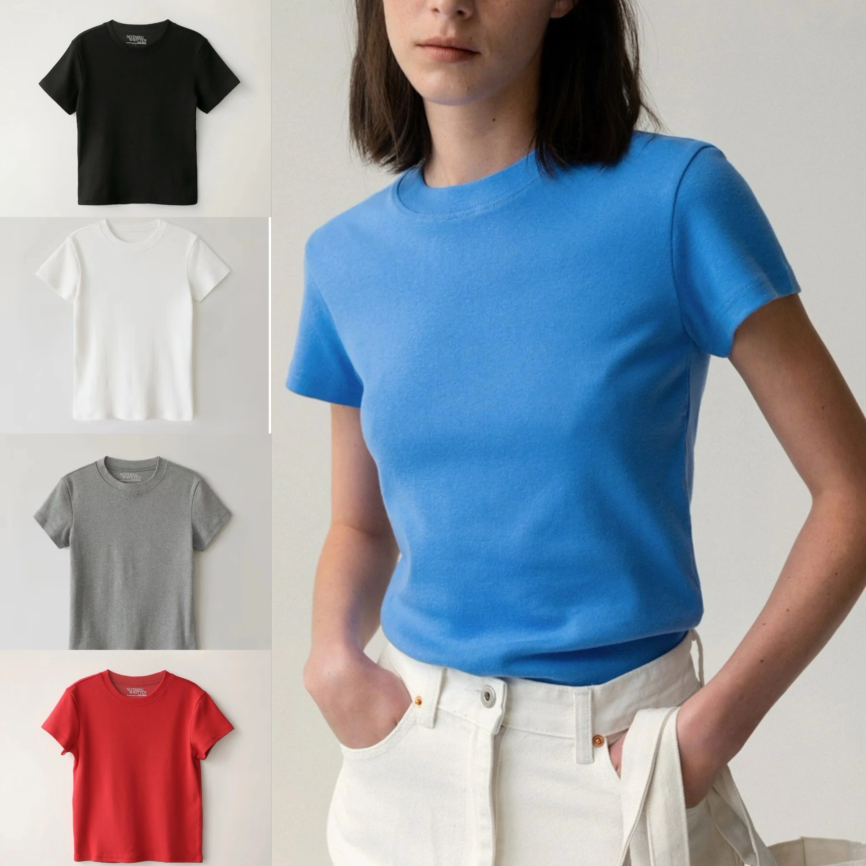 

Slim Fit ort Sve T-irt Versatile Base Layer Summer Casual Sle round Ne Regular Thin Pure Color for Women