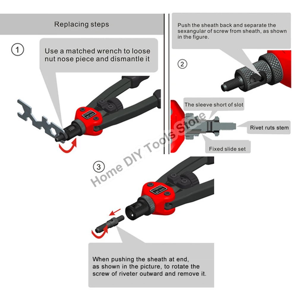 Riveter Gun Tool Hand Riveter Interchangeable Mandrel Insert Threaded Nut Rivet Drilling Rivet Tool M3-M12 Spare Part