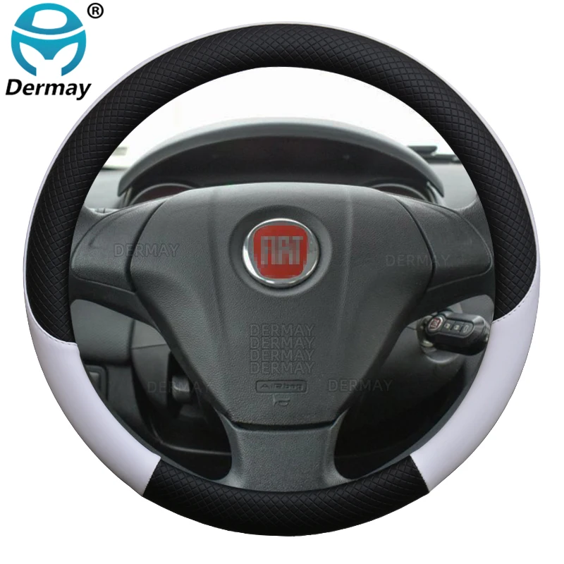 100% DERMAY Brand PU Leather Car Steering Wheel Cover for Fiat Grande Punto Avventura Urban Cross Abarth Punto Auto Accessories