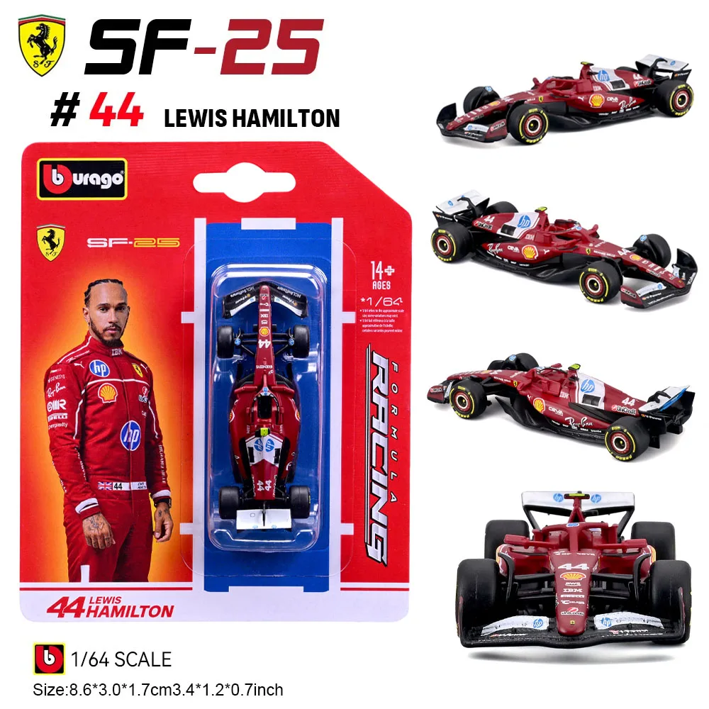 Nuovo disponibile Bburago 1:64 2025 F1 Sf-25 Leclerc- # 16 Hamilton- # 44 Rb21 Verstappen- # 1 giocattolo modello pressofuso in miniatura in lega Mcl39 W16